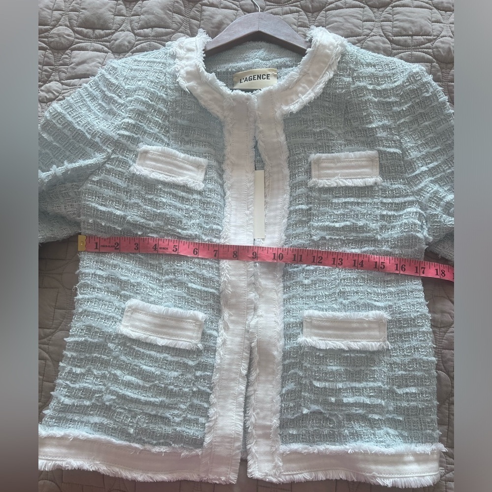 L'AGENCE Agnes Tweed Denim Jacket NWT - Picture 11 of 16